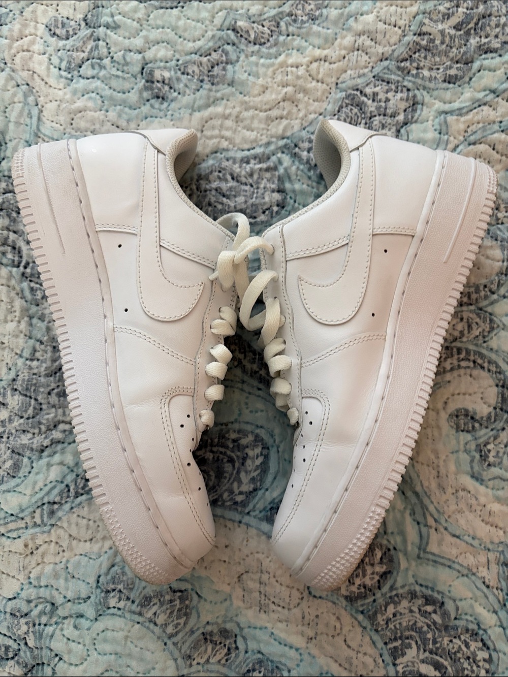 Custom Triple White Women’s Nike Air Force 1 With Team USA Stamp on Nike Check - Picture 7 of 9